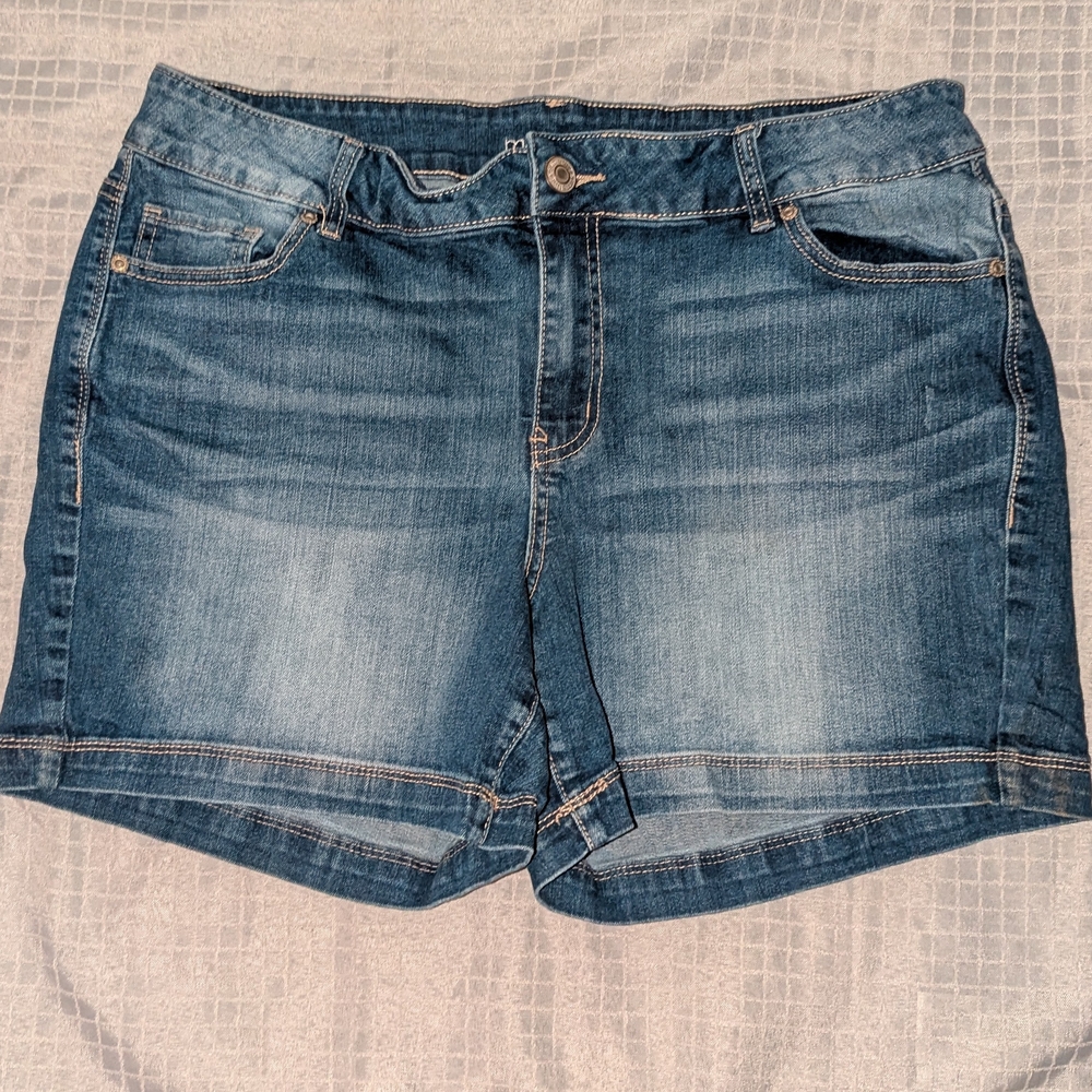 Maurices Blue Jean Shorts Distressed Mid-Thigh